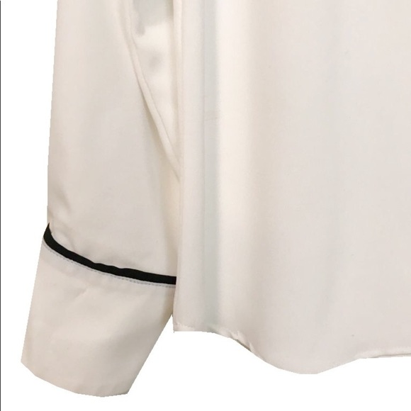 Off White Shirt Blouse with Black Trimming NWOT - Size S - Picture 4 of 4